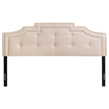 CorLiving Crown Silhouette Headboard With Button Tufting, Cream, King