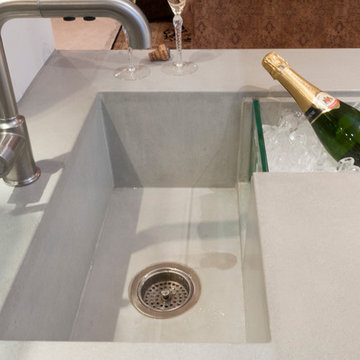 Residential Concrete Bar with Integrated Champagne Trough and Sink