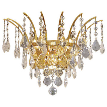 Flamingo Design 3 Light 16" Gold Wall Sconce With Clear Swarovski Crystals
