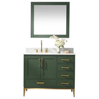 Joy Bathroom Sink Vanity Set, White Marble Top, Green, 42"