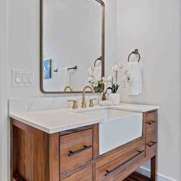 Spa-Like Modern Farmhouse Master Bath: Double Marble Vanity, Freestanding Tub, G