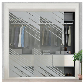 Frameless Sliding Closet Bypass Glass Door Whit Elegant Desing, 72"x96", Non-Private