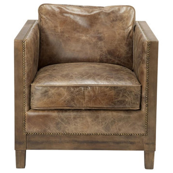 Darlington Classic Leather Club Chair, Light Brown, Belen Kox