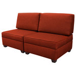 duobed - Duobed Storage Sofa Bed, 36"x72", Brick Red - The Duobed SofaBed includes (2) Ottomans (2) Sofa Back Pillows and (2) Back supports. Easily arrange the pieces as a Sofa, twin bed, chairs or chaise lounge. You can sit by day, sleep by night. That's more furniture for less money. The ottoman top opens to reveal convenient storage space. Perfect for dorms, studio apartments, kids rooms, dens, and offices. With comfort and versatility, the possibilities are endless. 100% Polyester Fabric - Clean with water or carpet cleaner. Firm cushion made of 1.8 density foam offers superior comfort and makes it lightweight and easy to move. Connect to other pieces from this manufacturer to make chairs, sofas, beds, sectionals, and more.