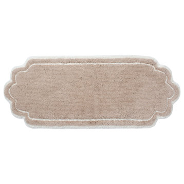 Allure Collection 100% Cotton Tufted Non-Slip Bath Rug, 21"x54" Runner, Linen