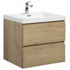 Wall-Mount Vanity with Sink Top Oak Finish, 24"