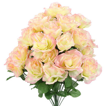 Admired By Nature 24-Stem Rose Flowers Bush, Pink, Cream