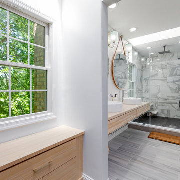 Organic Elegance: Rift Cut Oak Floating Vanity Bathroom Renovation