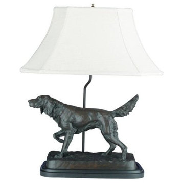 Sculpture Table Lamp Setter Dog Traditional Hand Painted OK Casting
