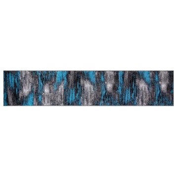 Rylan Collection Abstract Pattern Area Rug-Blue - 2' x 10'