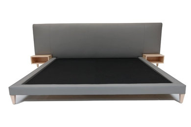 Santa Monica Leather bed wiht Maple nightstands