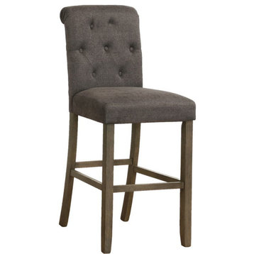 Coaster Transitional Tufted Back Fabric Bar Stools in Gray