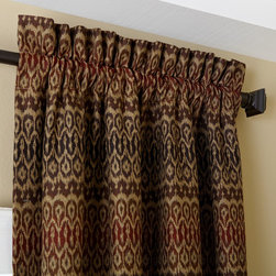 Blinds.com Easy Drapery Panels in Rod Pocket Ikat Horizontal Stripe Tiki - Curtains