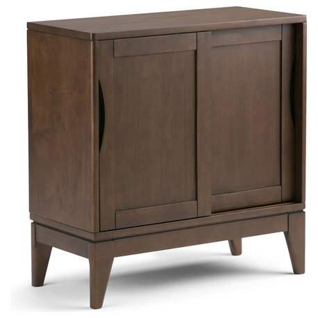 Harper Solid Hardwood Low Storage Cabinet, Walnut Brown