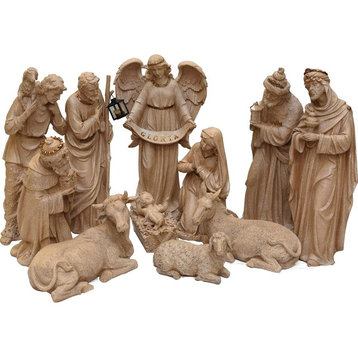 11-Piece Speckled Brown Traditional Religious Christmas Nativity Set 22.75"