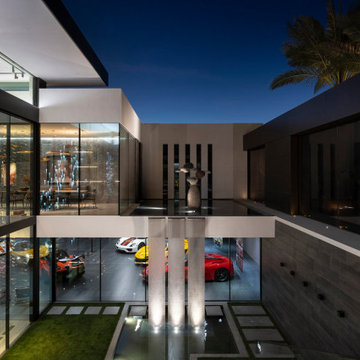 Serenity Indian Wells glass wall modern mansion luxury car garage
