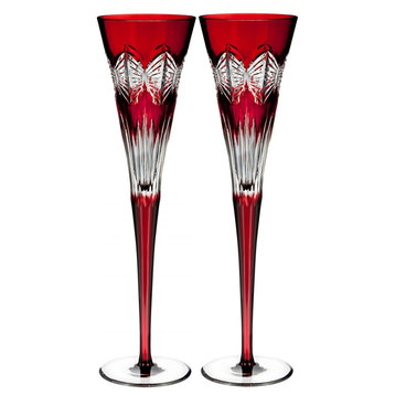 2018 Times Square Ruby Flute For Serenity By Waterford, Set of 2