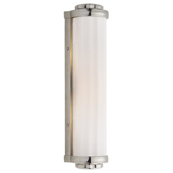 Milton Road Bath Light in Polished Nickel with White Glass