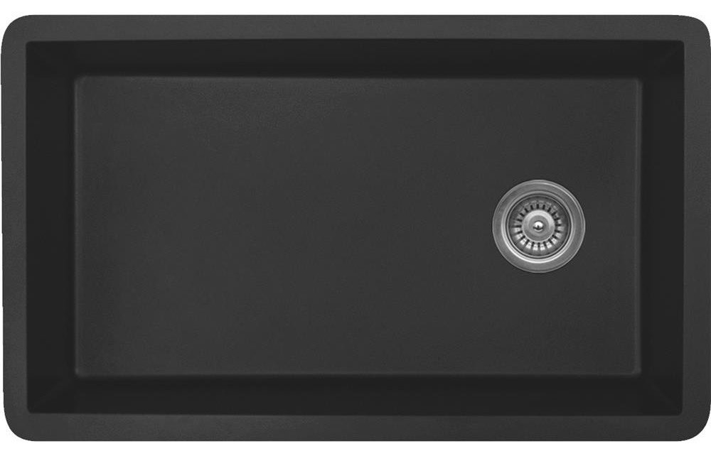 Karran Undermount Quartz Composite 32" Single Bowl Kitchen Sink, Black