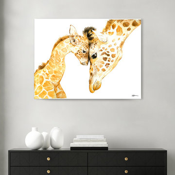 'Mama & Baby Giraffe' Wrapped Canvas Wall Art