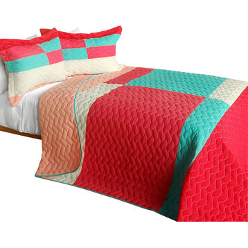 My Lost Love 3PC Vermicelli-Quilted Patchwork Quilt Set (Full/Queen Size)