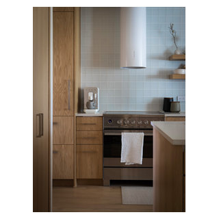 Japanese-Inspired Glass Kitchen Backsplash - Scandinavian - Kitchen ... - Waterfall Glass Tile Backsplashes In Scandinavian Kitchen Design