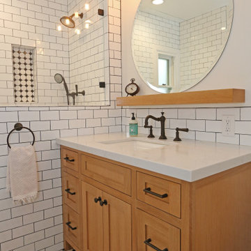 White and Wood Bathroom Remodel