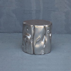Log Side Table Silver 40cm x 40cm x 40cm - Accent And Storage Benches