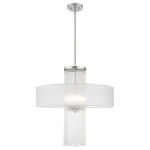 Livex Lighting - Livex Lighting Brushed Nickel 4-Light Pendant Chandelier - Dazzle contemporary decor schemes with the upscale feel of this elegant pendant chandelier. The Alexis fills a bling quotient with beautiful grade-A K9 crystal rods that cascades from a brushed nickel base with a hand crafted translucent shade.