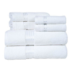 100% Egyptian Cotton Hotel Towel Set in White - Bath Towels
