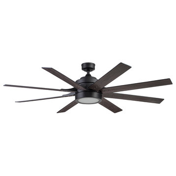 Honeywell Xerxes Modern Ceiling Fan With Light and Remote, 62", Matte Black