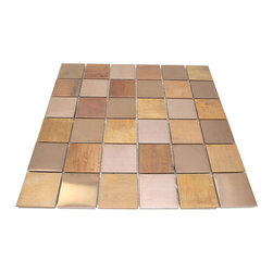 Matte Wood Look Bronze Metallic Square Glass Mosaic Tiles - Home Accessories & Decor