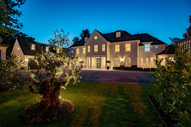 Design ideas for a white modern two floor detached house in Buckinghamshire.
