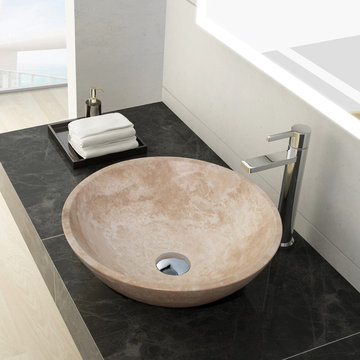 Helena Stone Vessel Sink in White Jade Travertine