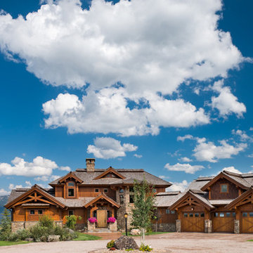 Wyoming Timber Frame Home: The Afton Residence - Front Elevation