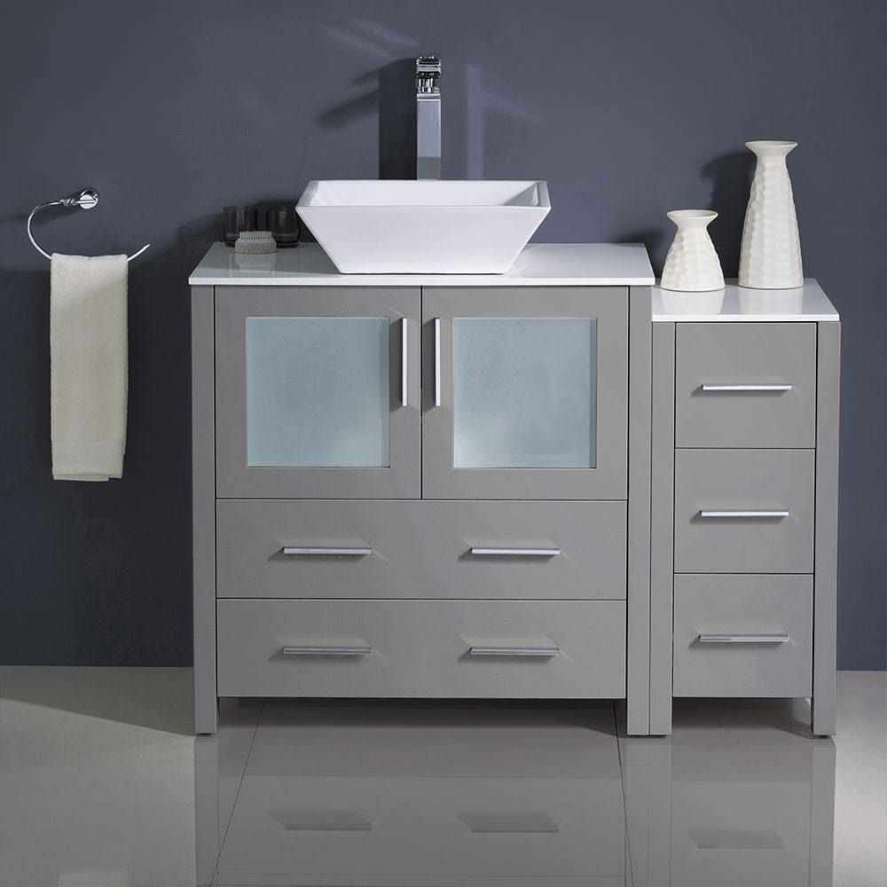 Fresca FCB62-3012GR-CWH-V Torino 42" Gray Bathroom Cabinets, Top and Sink, 42" - Contemporary ...