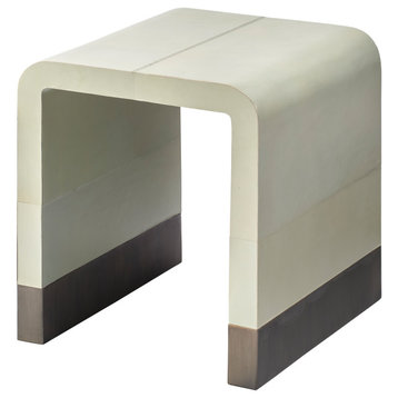 Waterfall Leather Side Table, Grey