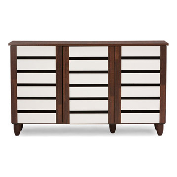 Gisela Oak and White 2-tone Shoe Cabinet With 3 Doors