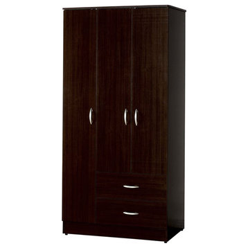 ACME Olean 2-Drawers and 3-Doors Wooden Bedroom Wardrobe in Espresso