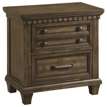 Bowery Hill Modern styled Wood Brown Finish 2 Drawer Nightstand