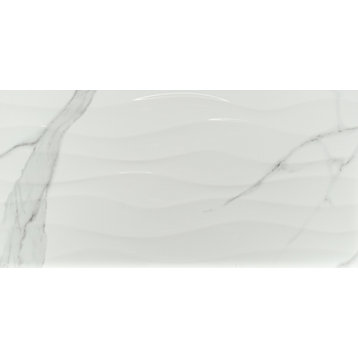 MSI NDYMSTAWAV1224G-N 12" x 24" Rectangle Walls Tile - Glossy - Wavy White