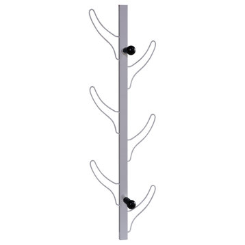 34" Wall Mounted Coat and Hat Rack With 8 Hooks, Silver Metal Frame