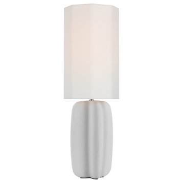 Alessio Large Table Lamp in Plaster White with Linen Shade