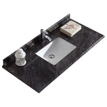 Black Wood Countertop - 48" - Single Hole with Rectangle Sink