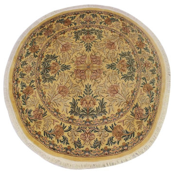 William Morris Pak,Persian Jonna Gold/Pink Wool Round, 8'2 x 8'3