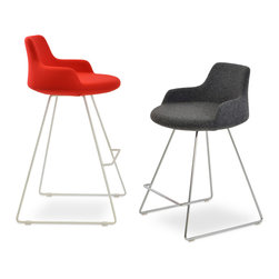 DERVISH WIRE STOOL-RED/DARK GREY CAMIRA WOOL - Bar Stools And Counter Stools