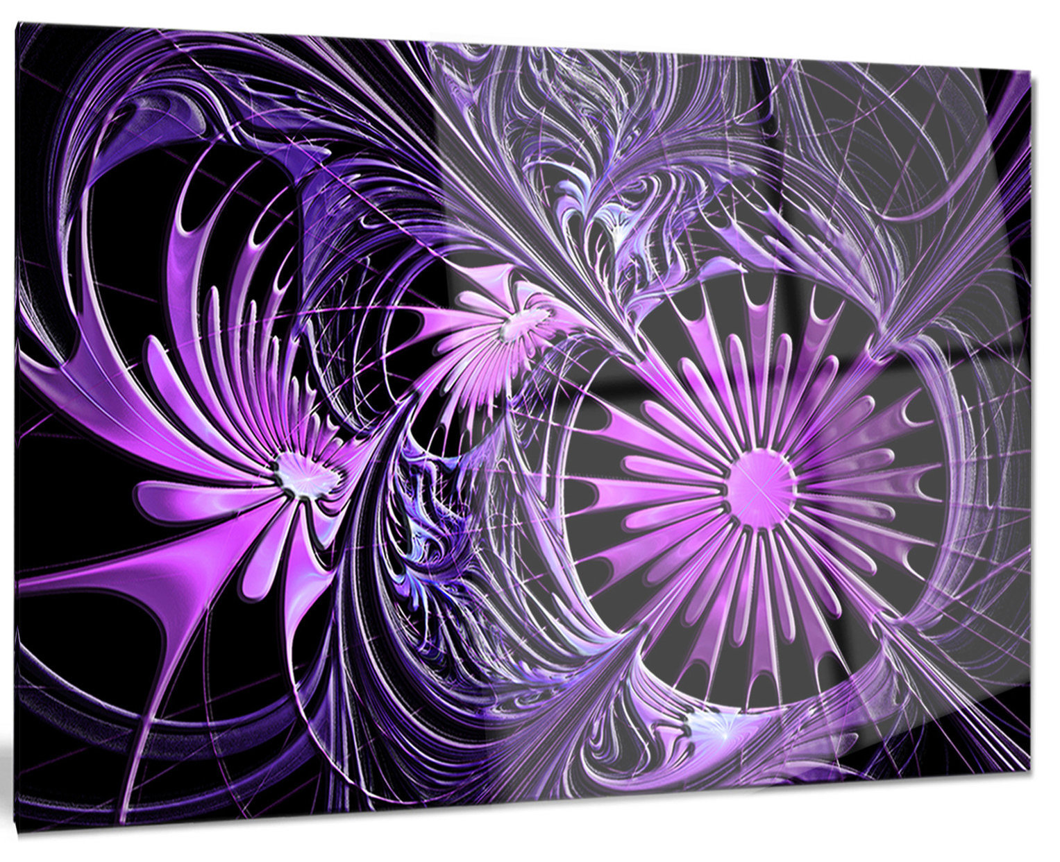 "Embossed Purple Floral Shapes" Glossy Metal Wall Art, 28"x12 ...