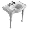 White Console Bathroom Sink Wall Mount 32.5" W with Overflow and Faucet Holes