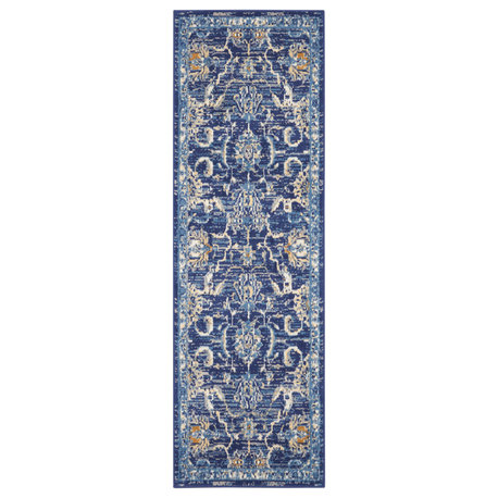 Nourison Grafix 2'3" x 7'6" Navy Vintage Indoor Area Rug