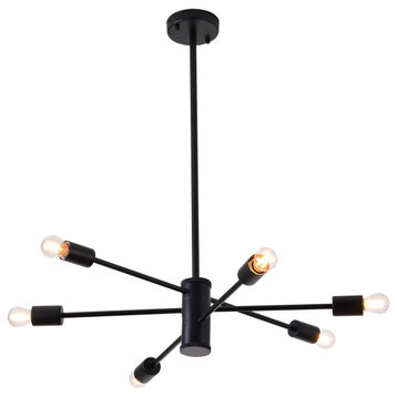 27" Matte Black Chandelier With Arms